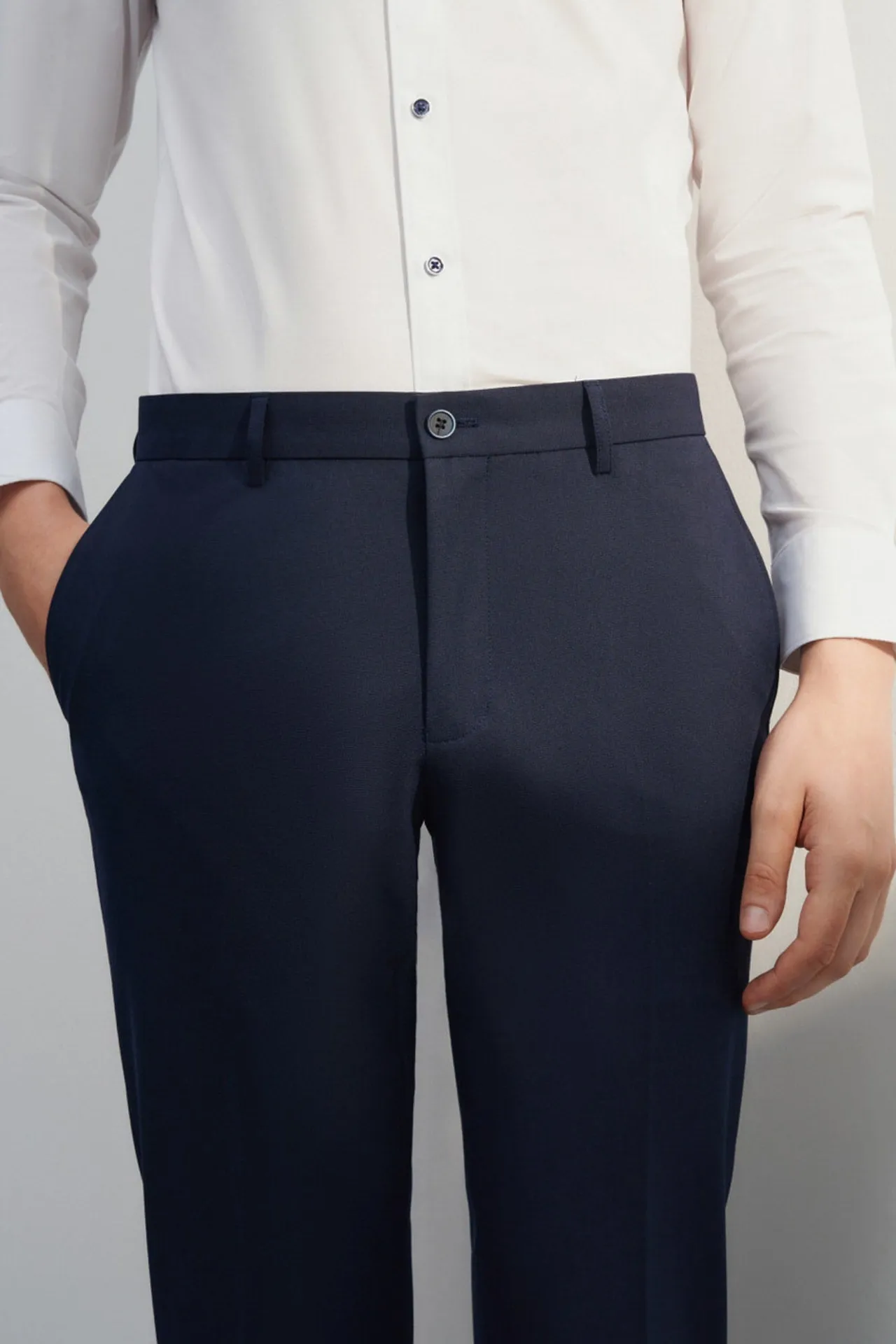 Multi-Way Stretch Slim Fit Plain Suit Pants