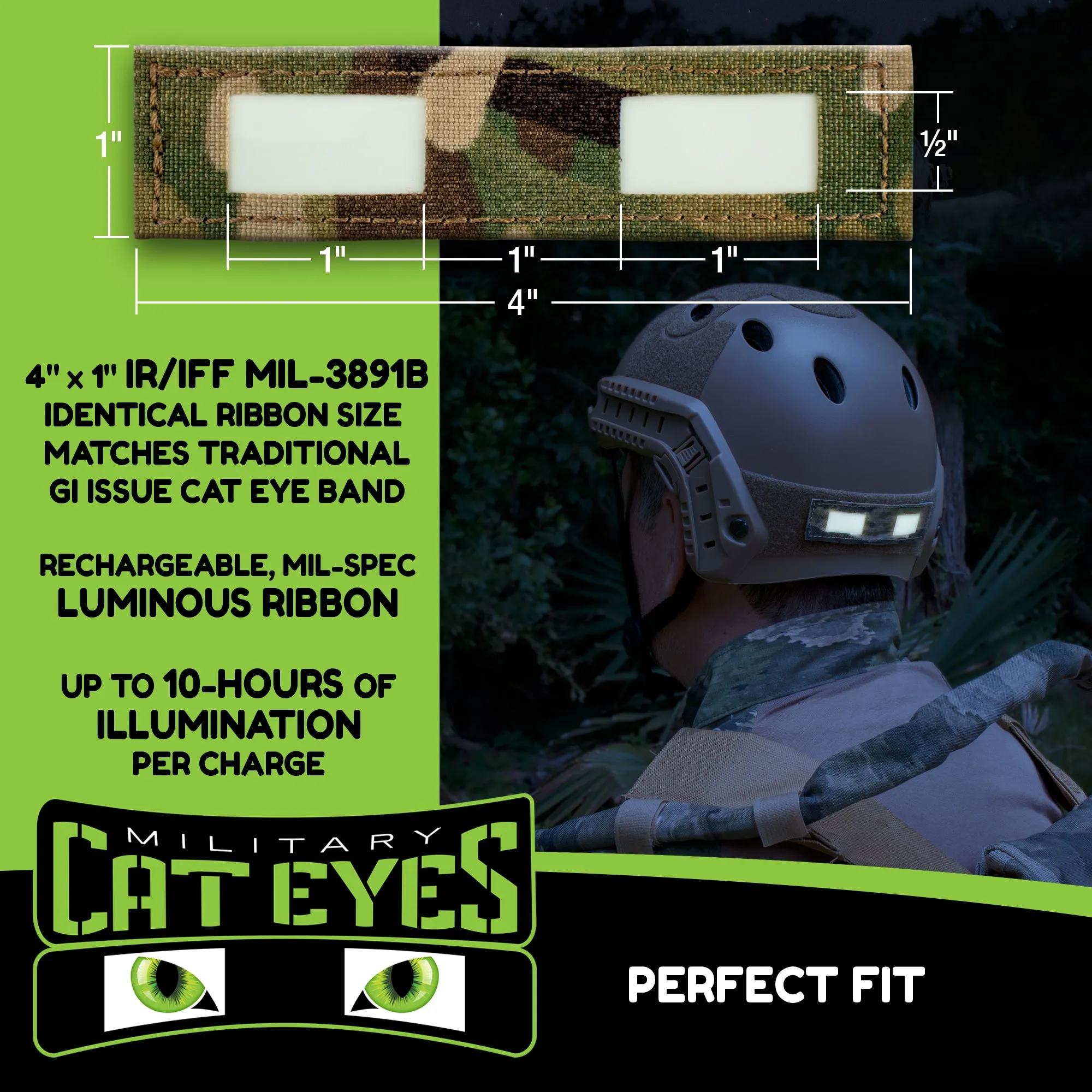 Multicam Military Helmet Cat Eye Band