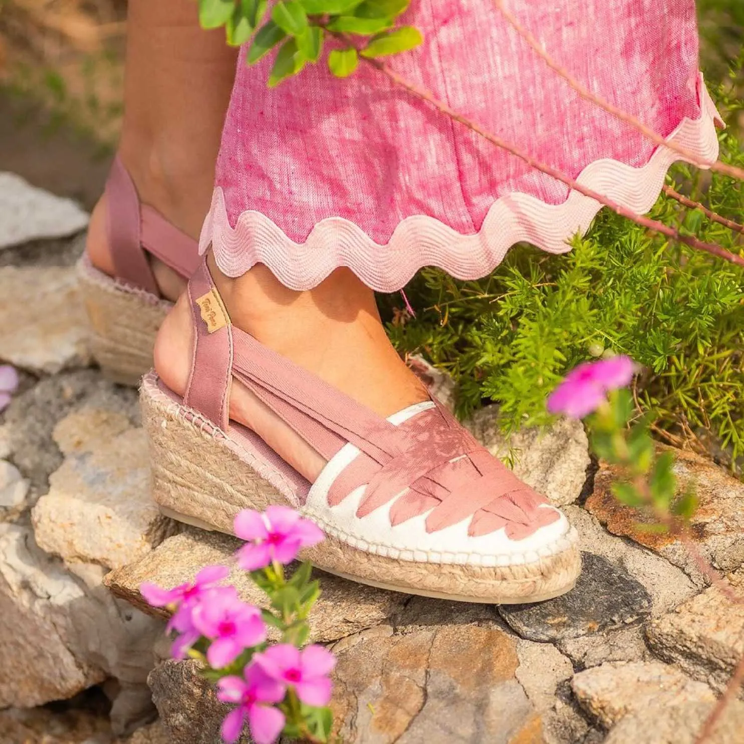 Multicolor Cotton Blend Wedge Espadrille for Women - Tracy-CU