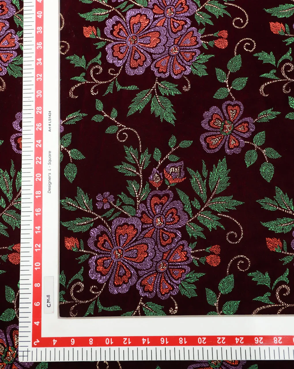 MULTICOLOR EMBOSSED POLYESTER VELVET FABRIC