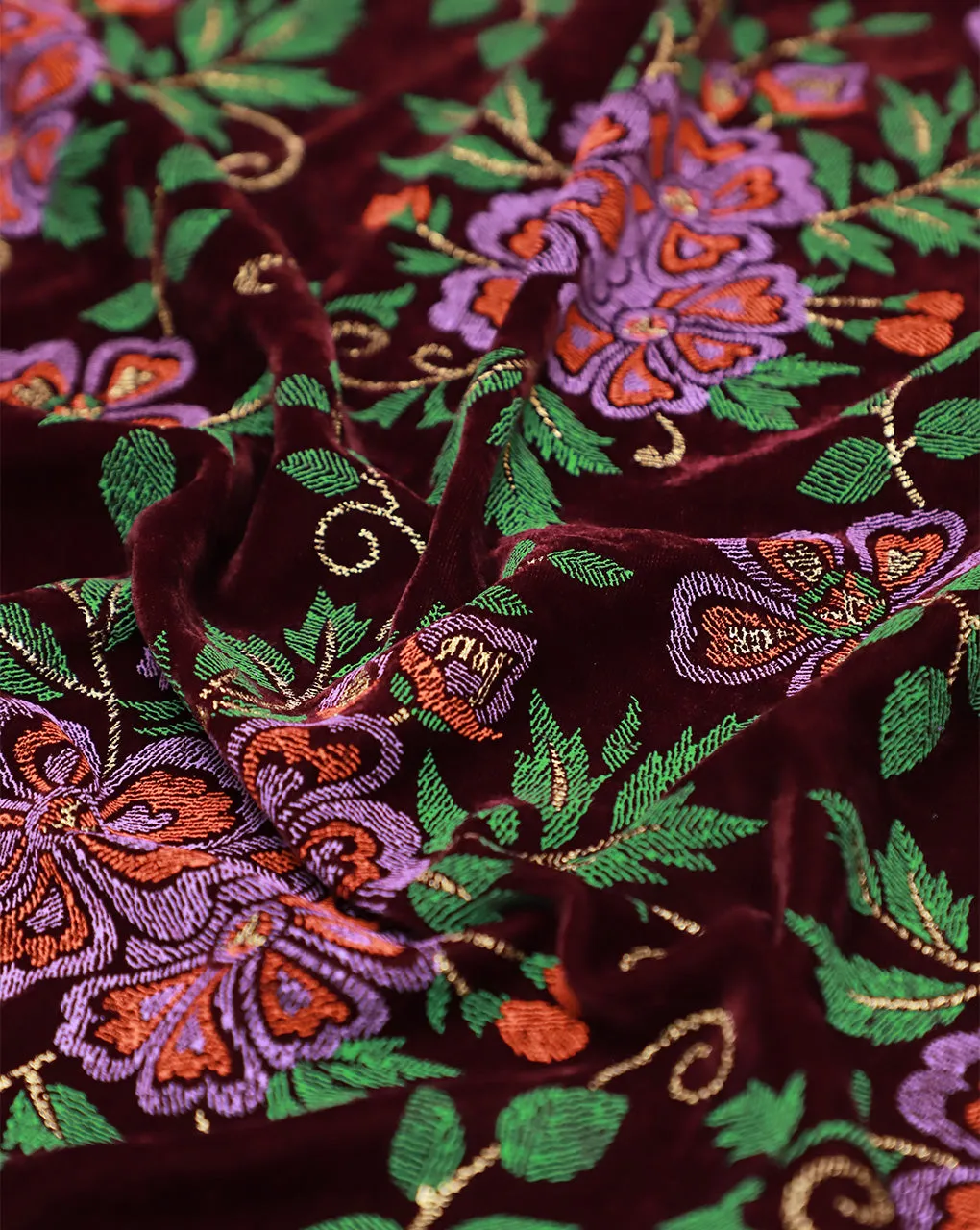 MULTICOLOR EMBOSSED POLYESTER VELVET FABRIC