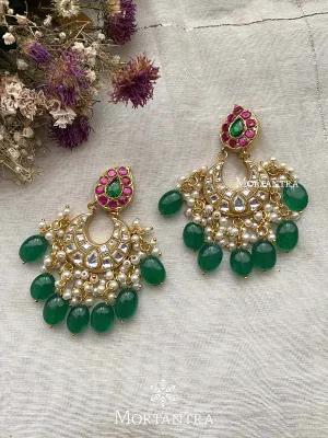 Multicolor Gold Plated Thappa Jadau Kundan Earrings - TJ-E33M