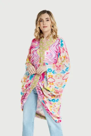 Multicolor Marble Kimono