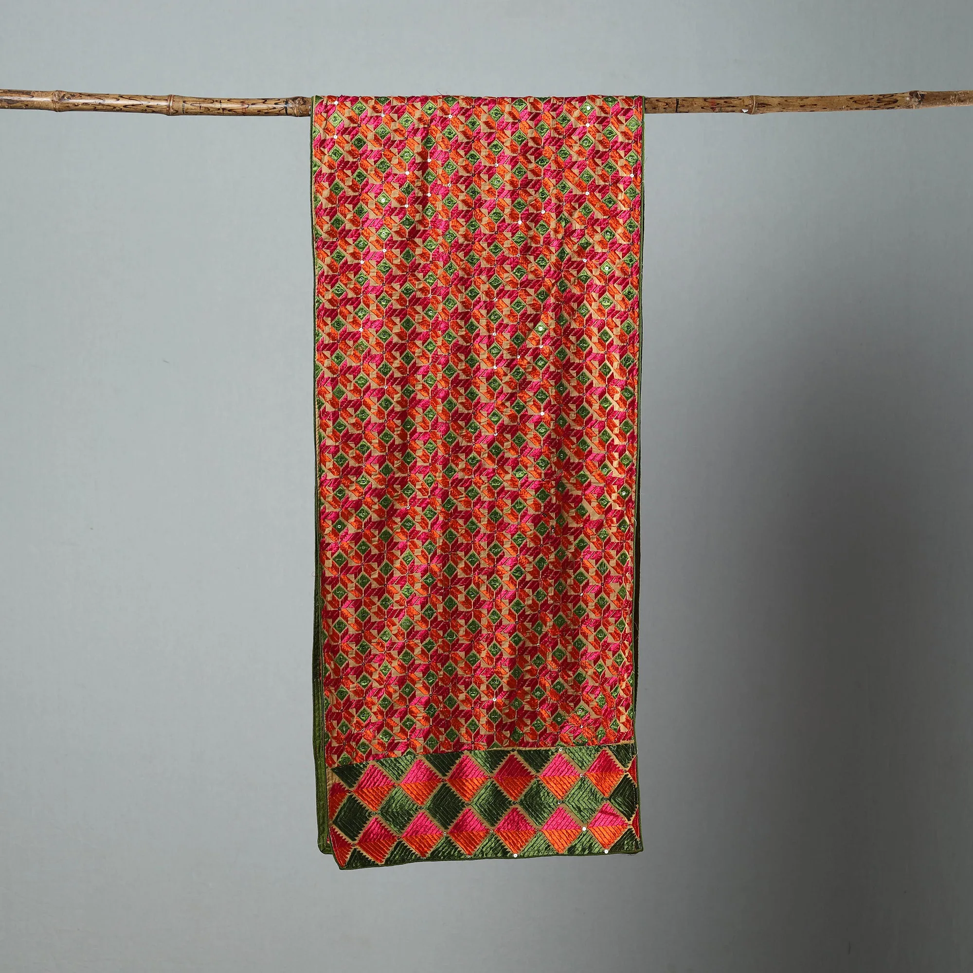 Multicolor - Phulkari Silk Cotton Embroidered Stole 01