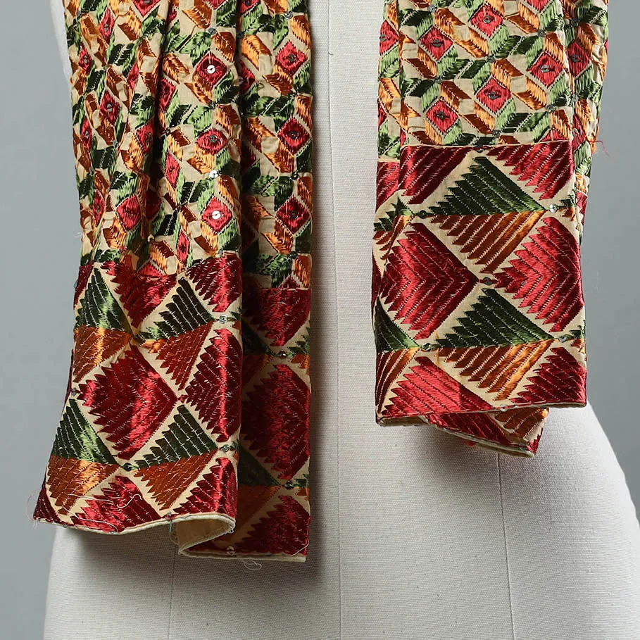 Multicolor - Phulkari Silk Cotton Embroidered Stole 24