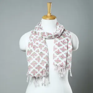 Multicolor - Sanganeri Block Printed Cotton Stole with Tassels 76