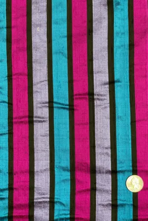 Multicolor Striped Silk Shantung 38 Fabric