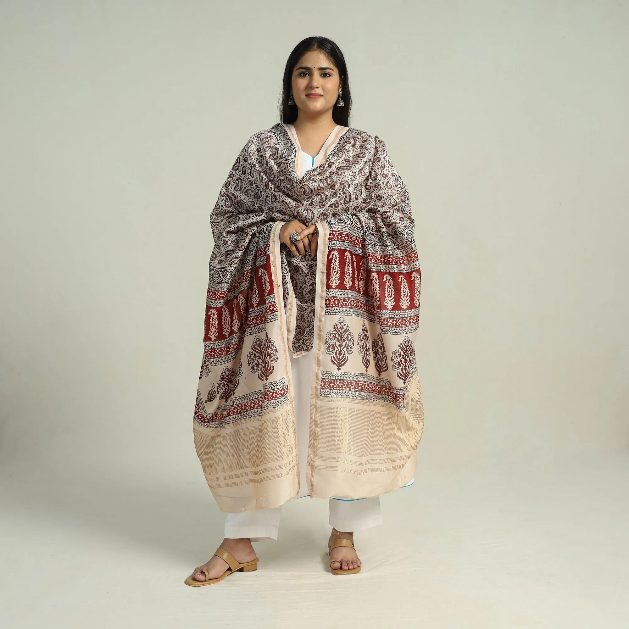 Multicolor - Traditional Maheshwari Silk Bagh Print Dupatta 20