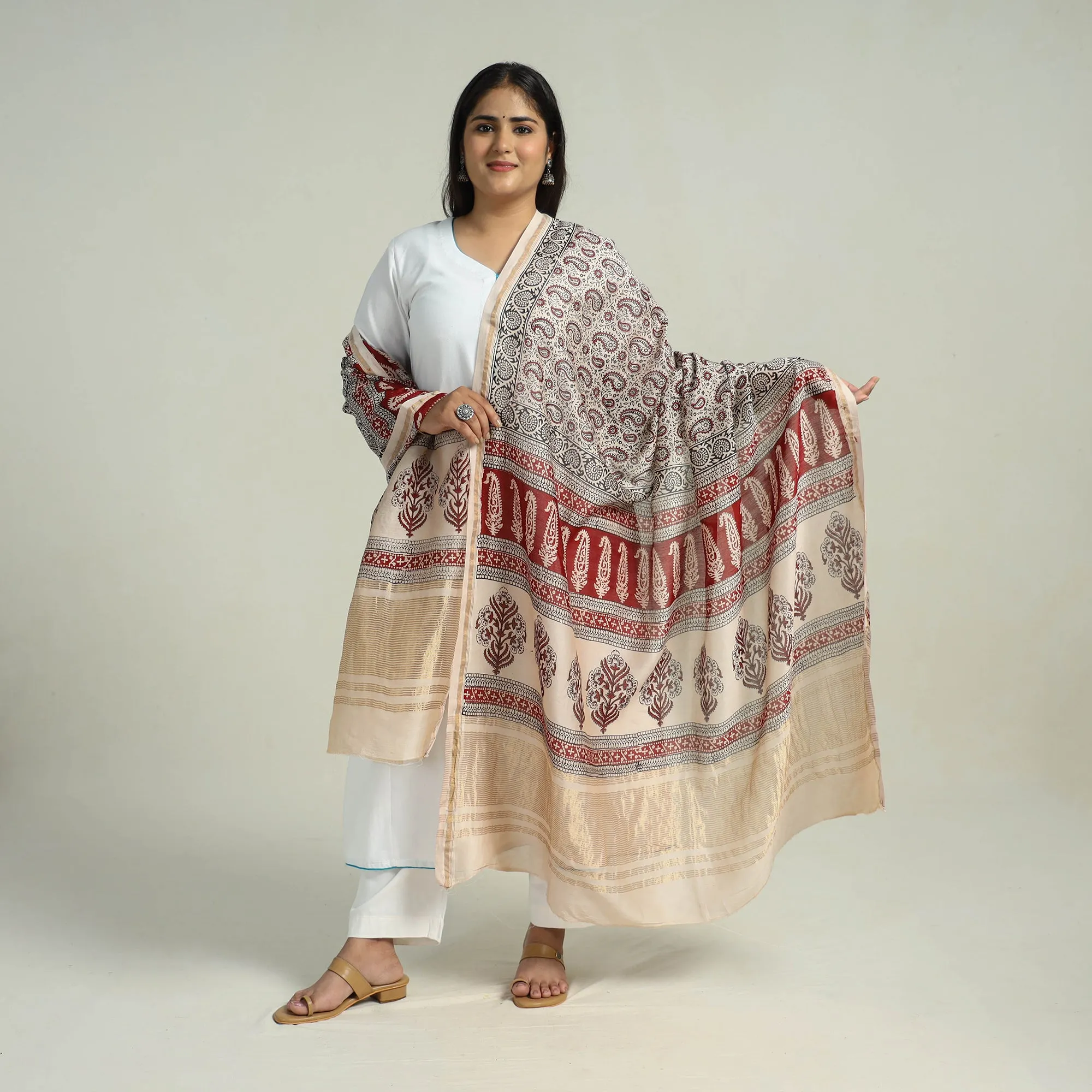 Multicolor - Traditional Maheshwari Silk Bagh Print Dupatta 20