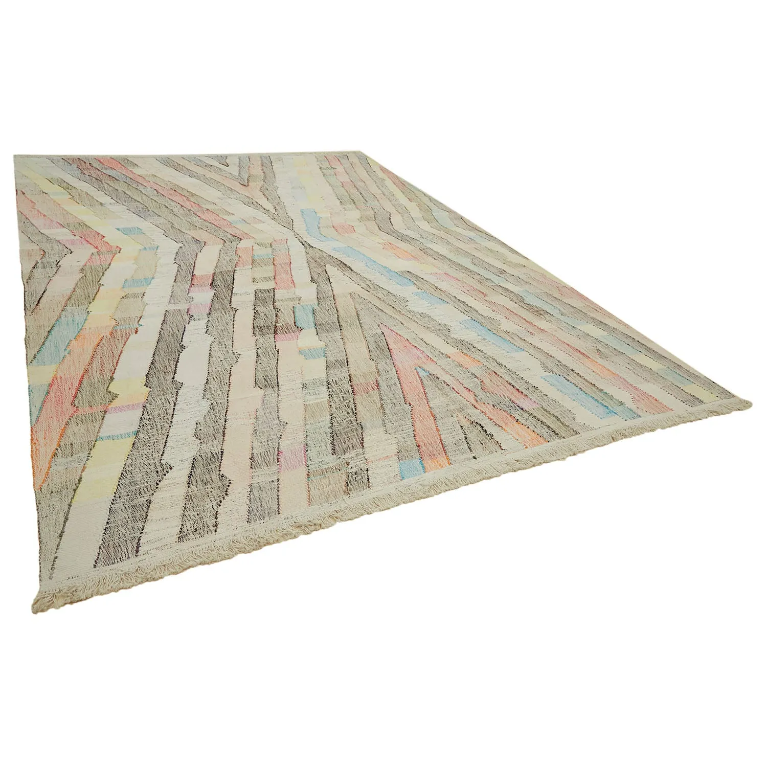 Multicolored Flatweave Wool Cotton Blend Rug - 10'7" x 13'5"