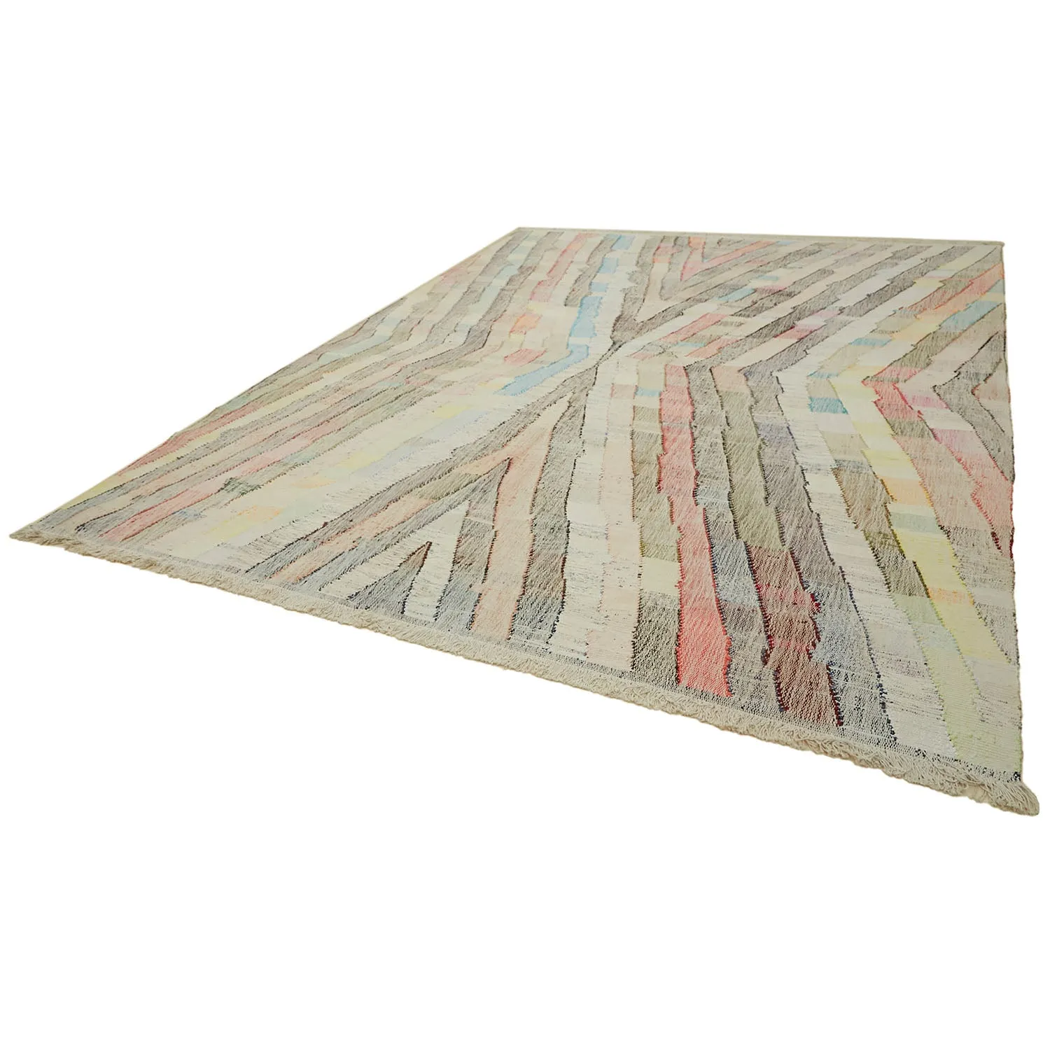 Multicolored Flatweave Wool Cotton Blend Rug - 10'7" x 13'5"