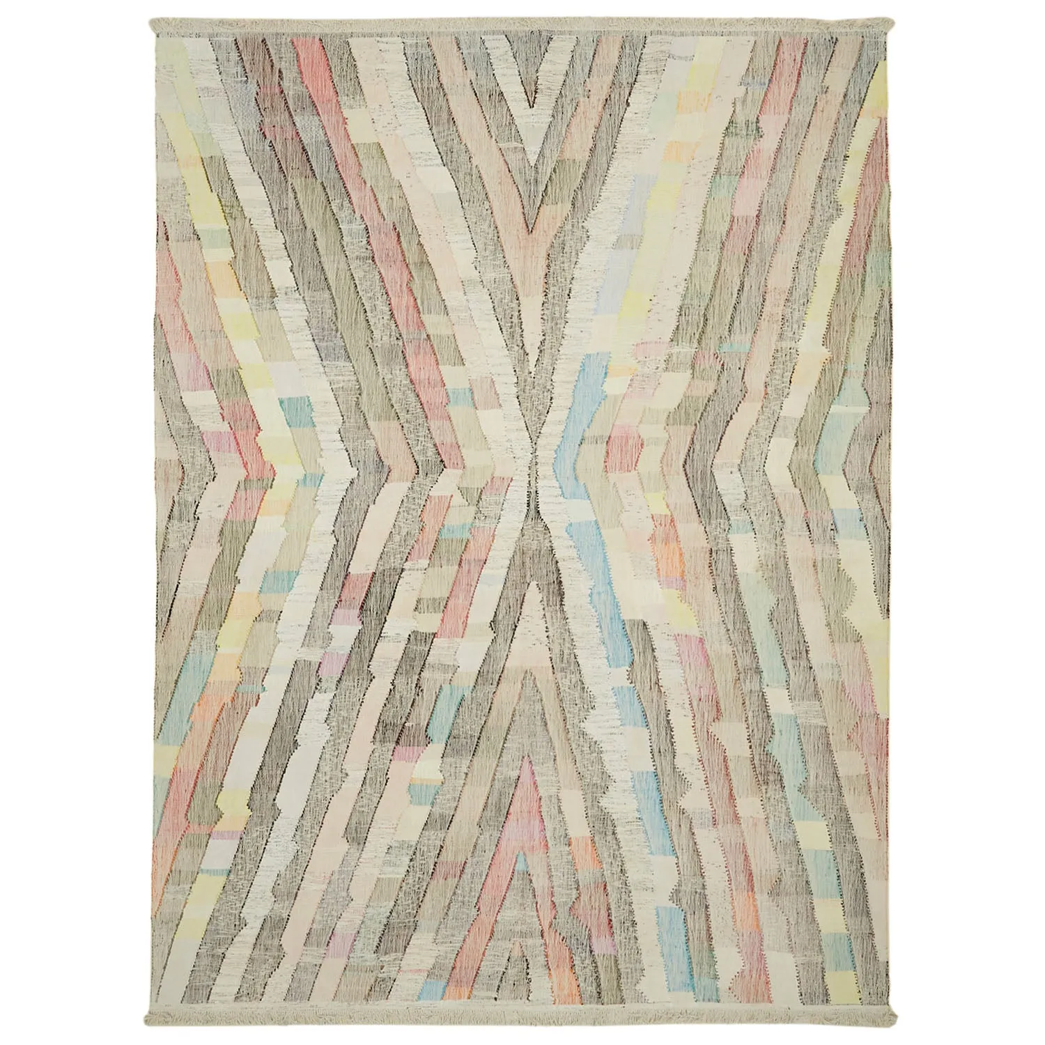 Multicolored Flatweave Wool Cotton Blend Rug - 10'7" x 13'5"