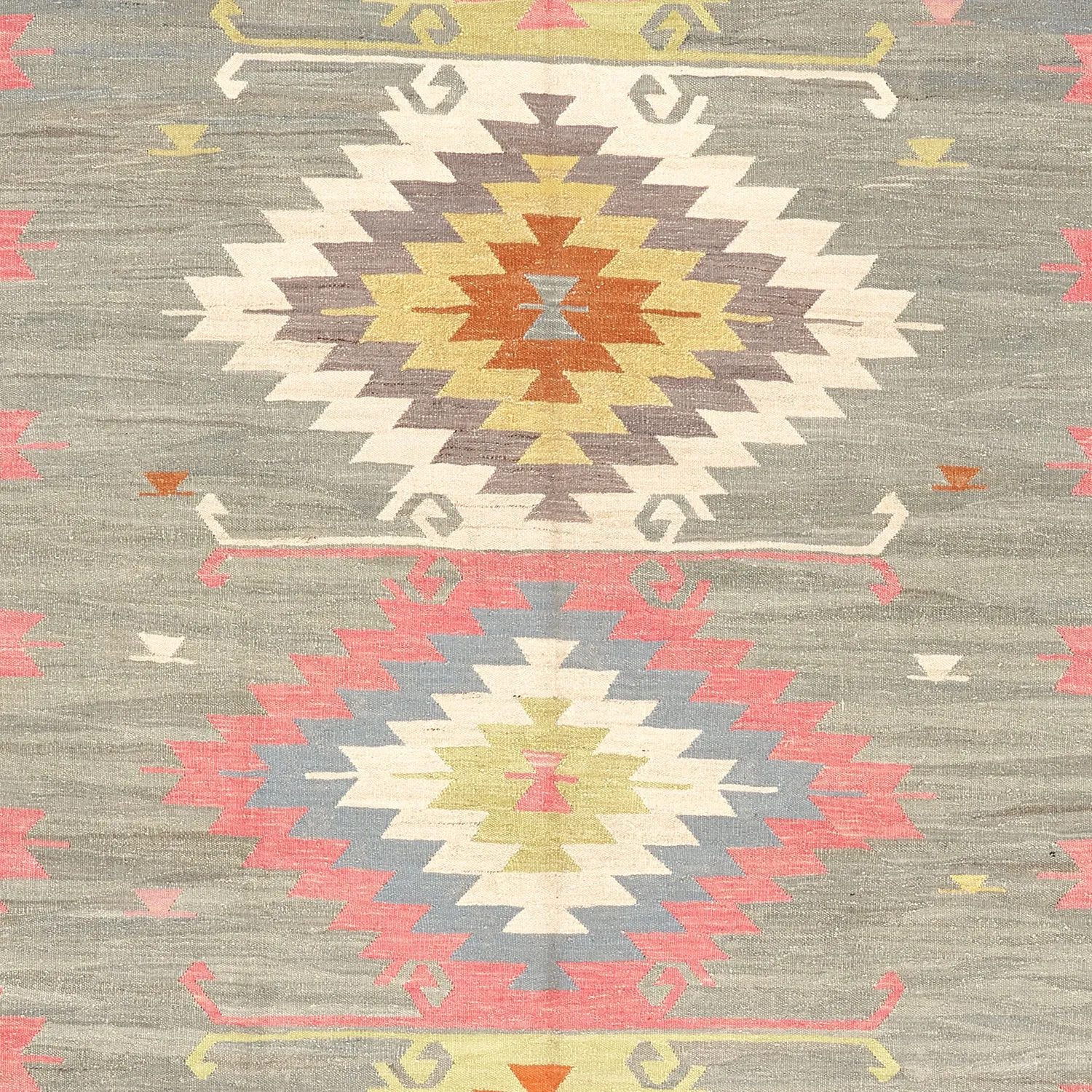 Multicolored Turkish Flatweave Wool Rug - 8'1" x 11'4"