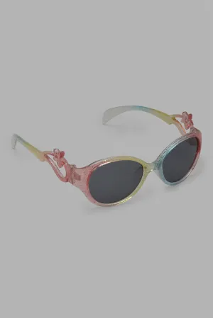 Multicolour Cat Eye Embellished Sunglasses For Girls