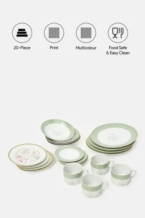 Multicolour Geometric Printed Dinner Set (20 Piece)