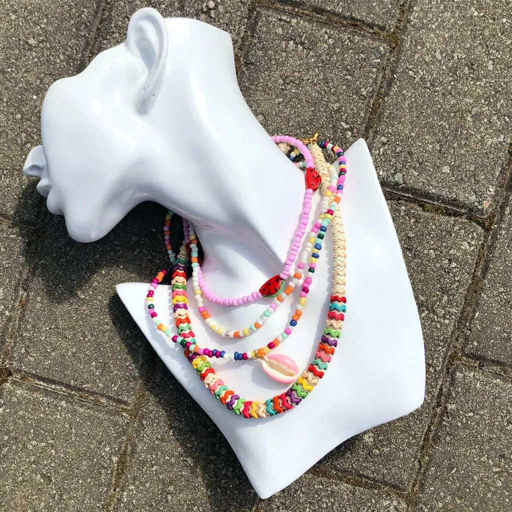 Multicolour Howlite Gemstone Wave Necklace