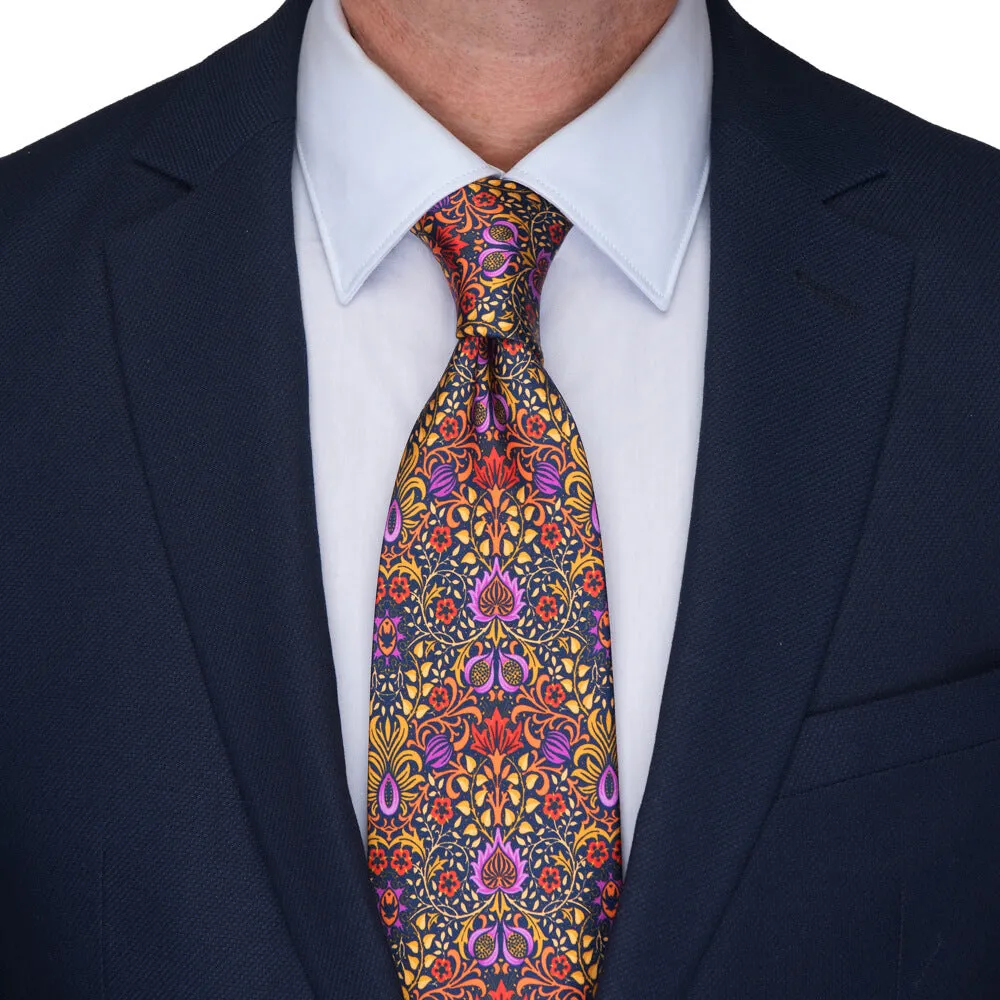 Multicolour Medieval Forest Duchesse Silk Tie