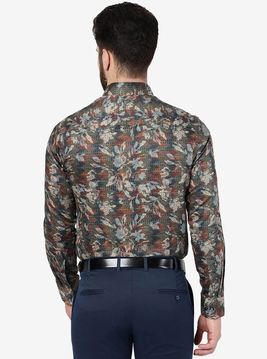 Multicolour Printed Slim Fit Party Wear Shirt | JB Studio