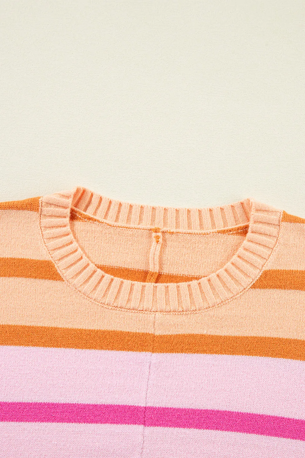 Multicolour Striped Ribbed Edge Gradient Loose Sweater