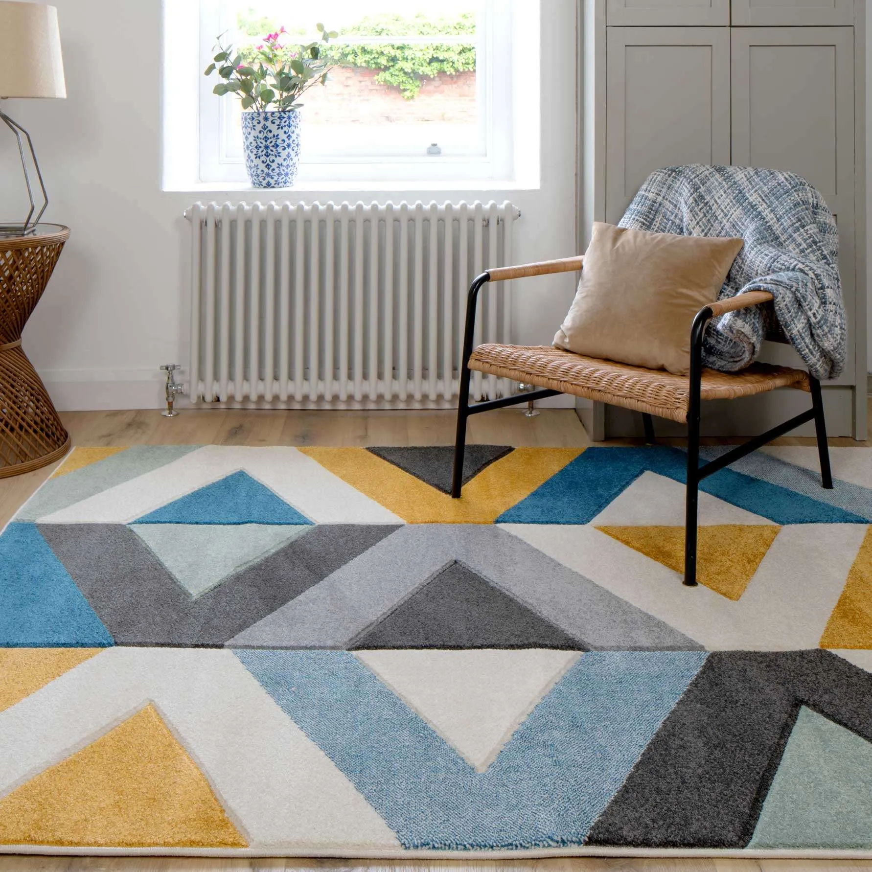 Multicolour Woven Geometric Runner Rug