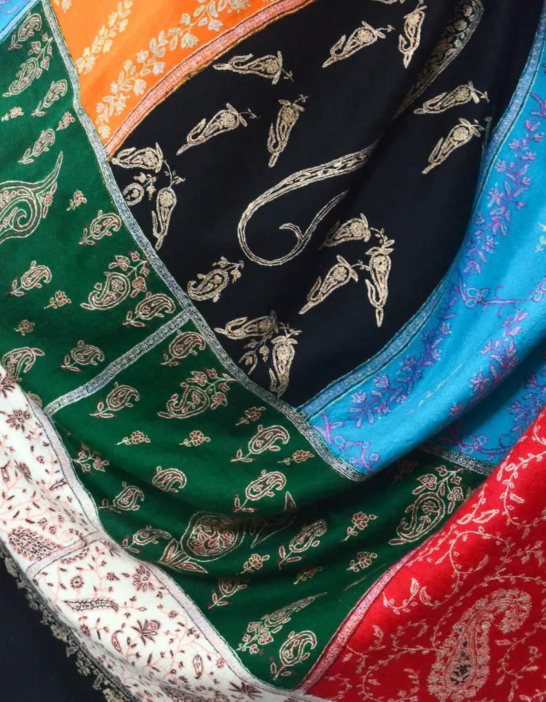 Multicoloured Pashmina Shawl With Sozni Work 5672