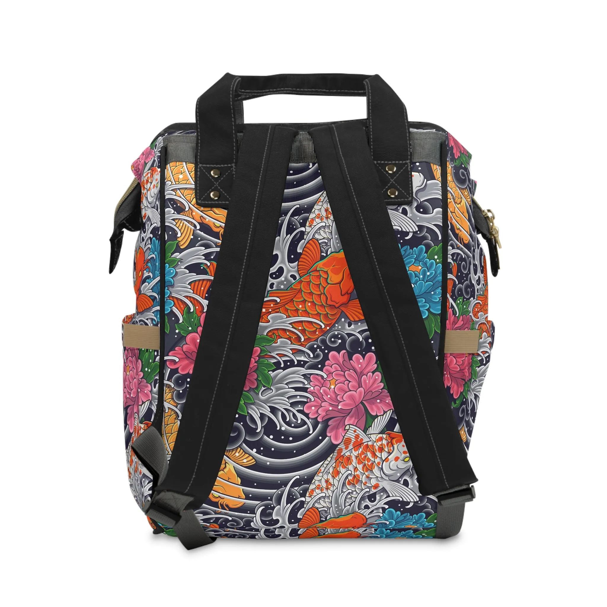 Multifunctional Backpack - Colorful Koi Fish Pattern