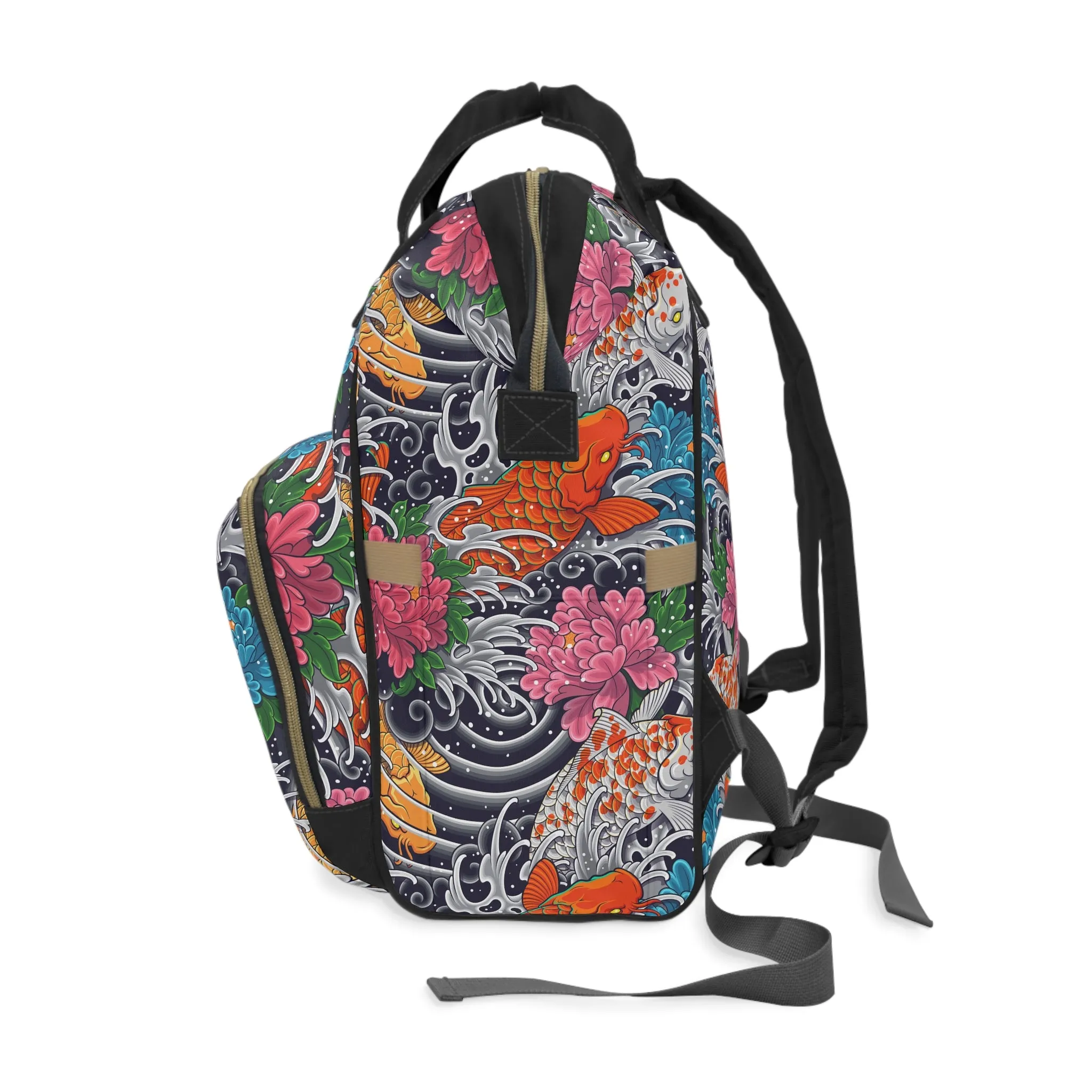 Multifunctional Backpack - Colorful Koi Fish Pattern