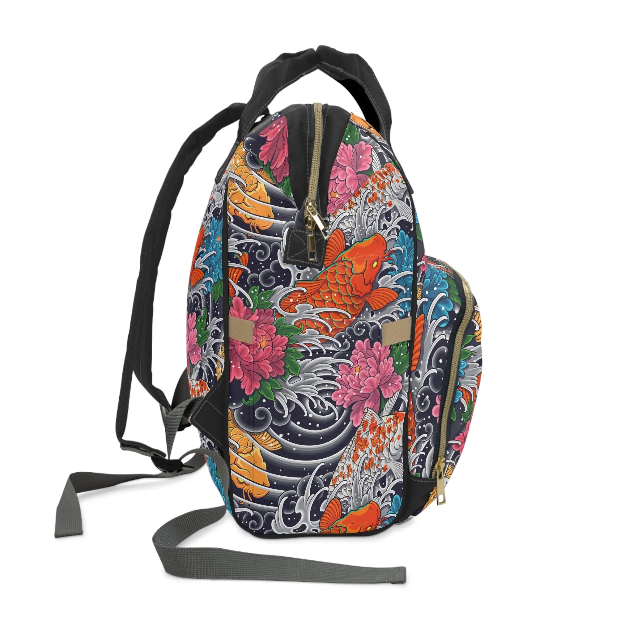 Multifunctional Backpack - Colorful Koi Fish Pattern