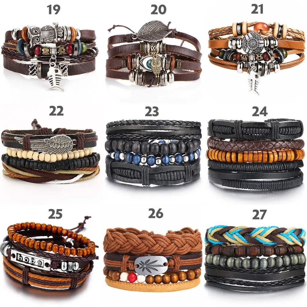 Multilayer Leather Braided Handmade Wrap Bracelets