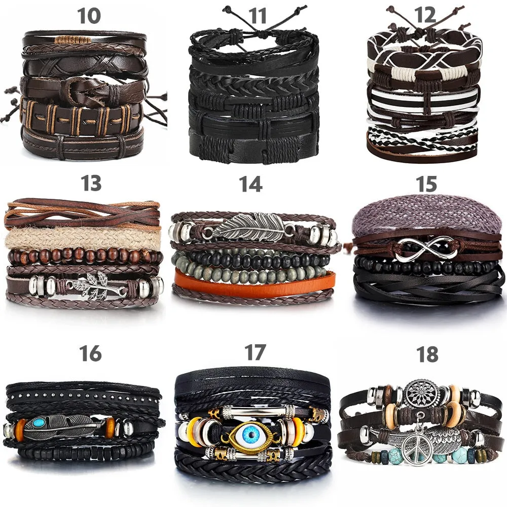 Multilayer Leather Braided Handmade Wrap Bracelets