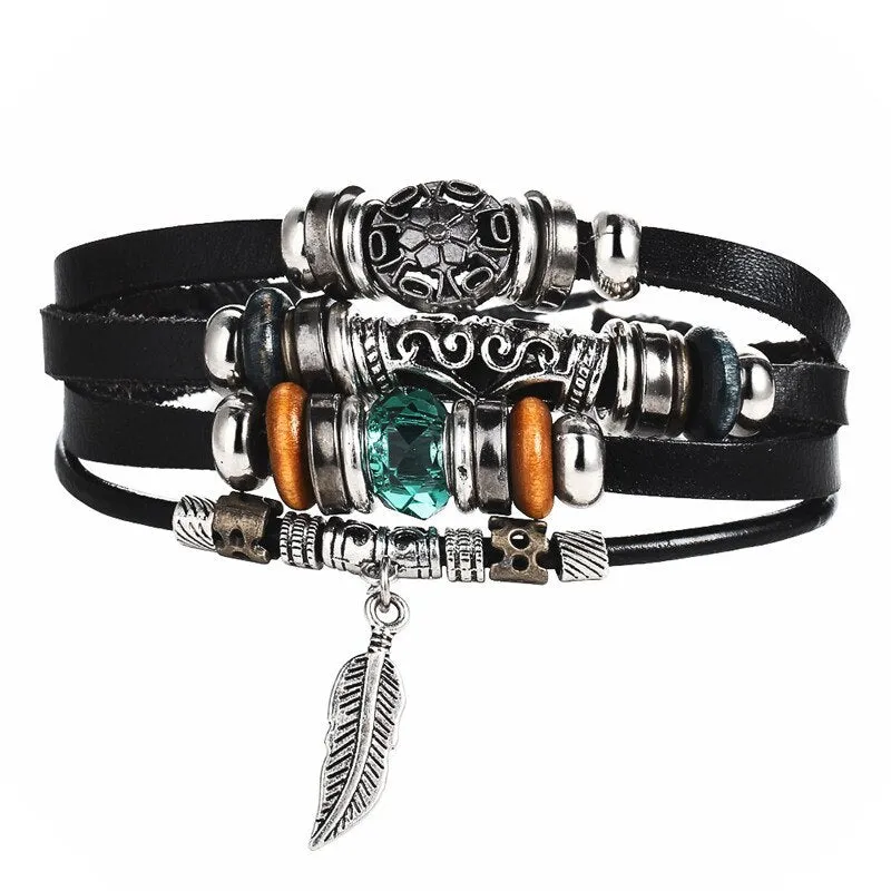 Multilayer Leather Braided Handmade Wrap Bracelets