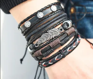 Multilayer Leather Braided Handmade Wrap Bracelets