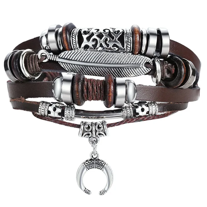 Multilayer Leather Braided Handmade Wrap Bracelets