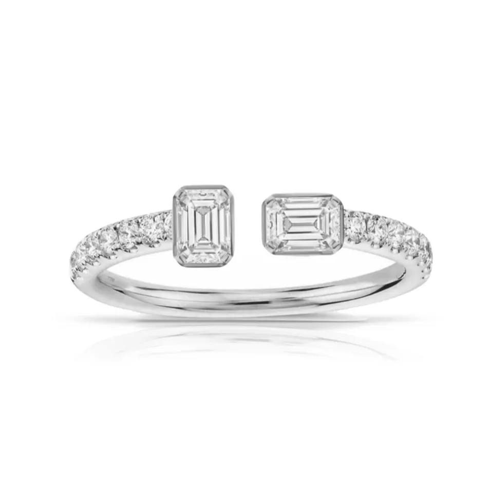 Multishape Diamond Bezels Statement Pave Cuff Ring