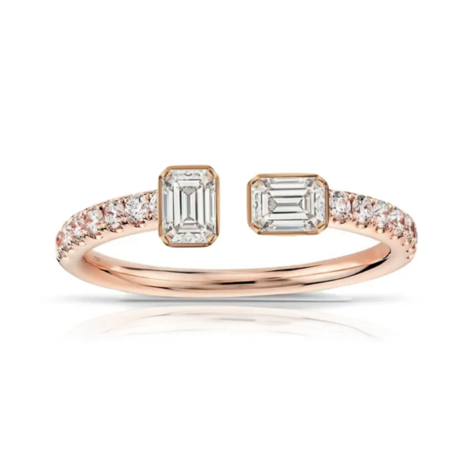 Multishape Diamond Bezels Statement Pave Cuff Ring