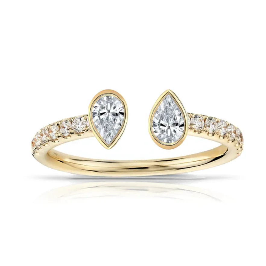 Multishape Diamond Bezels Statement Pave Cuff Ring