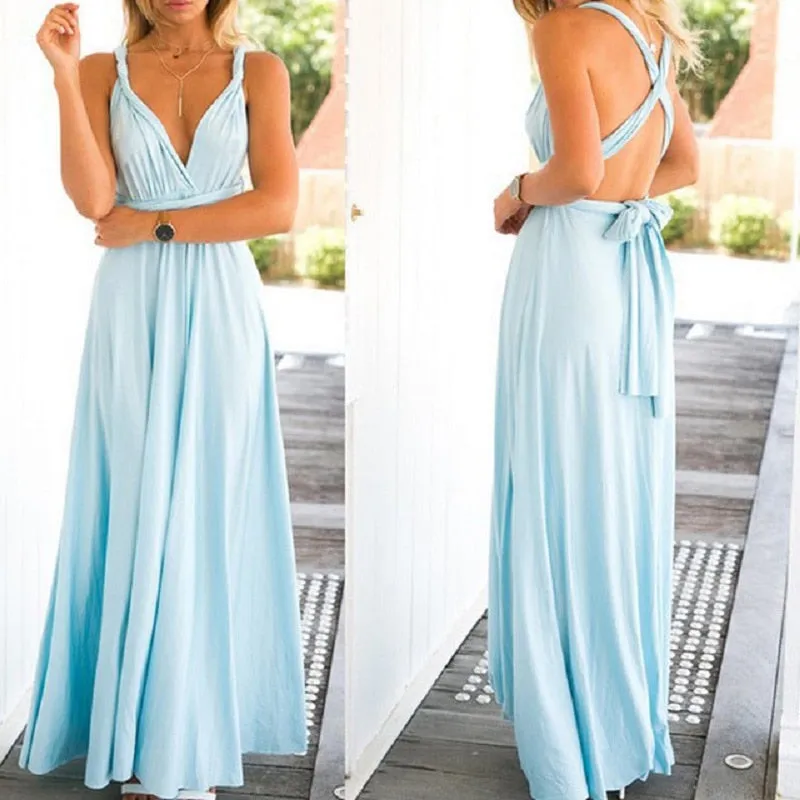 Multiway Wrap Convertible Boho Maxi Club Bandage Long Party Bridesmaids Dress