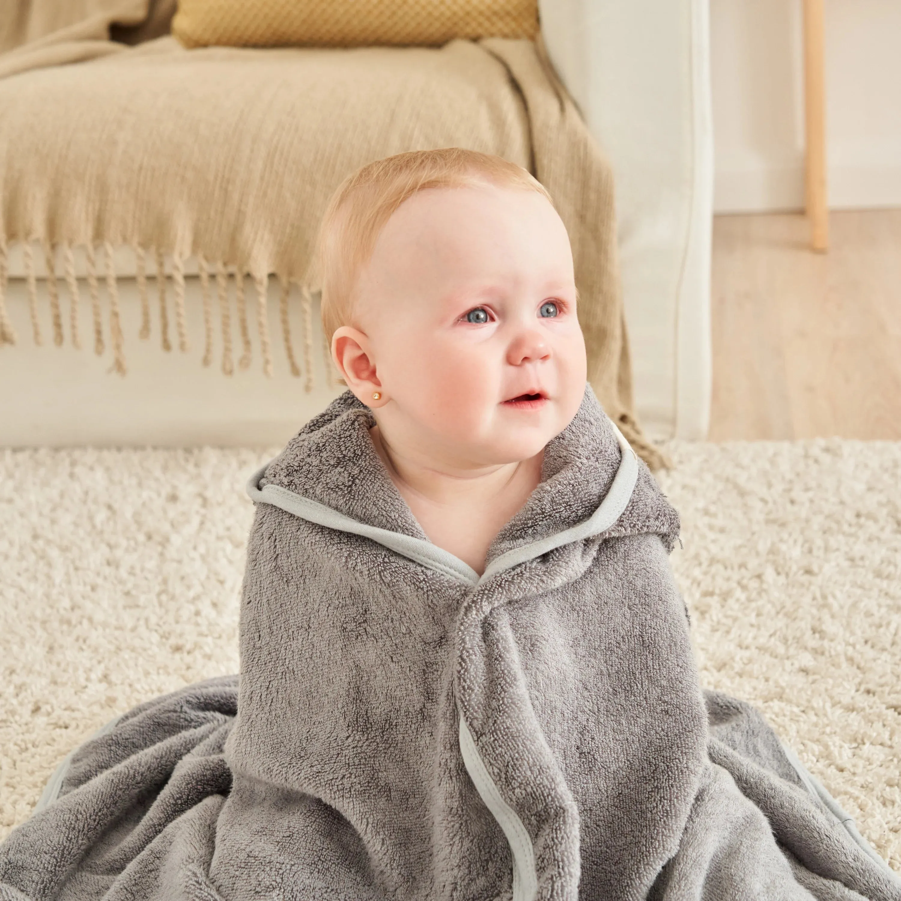 Munich Blue Hooded Towel - Cloud Grey