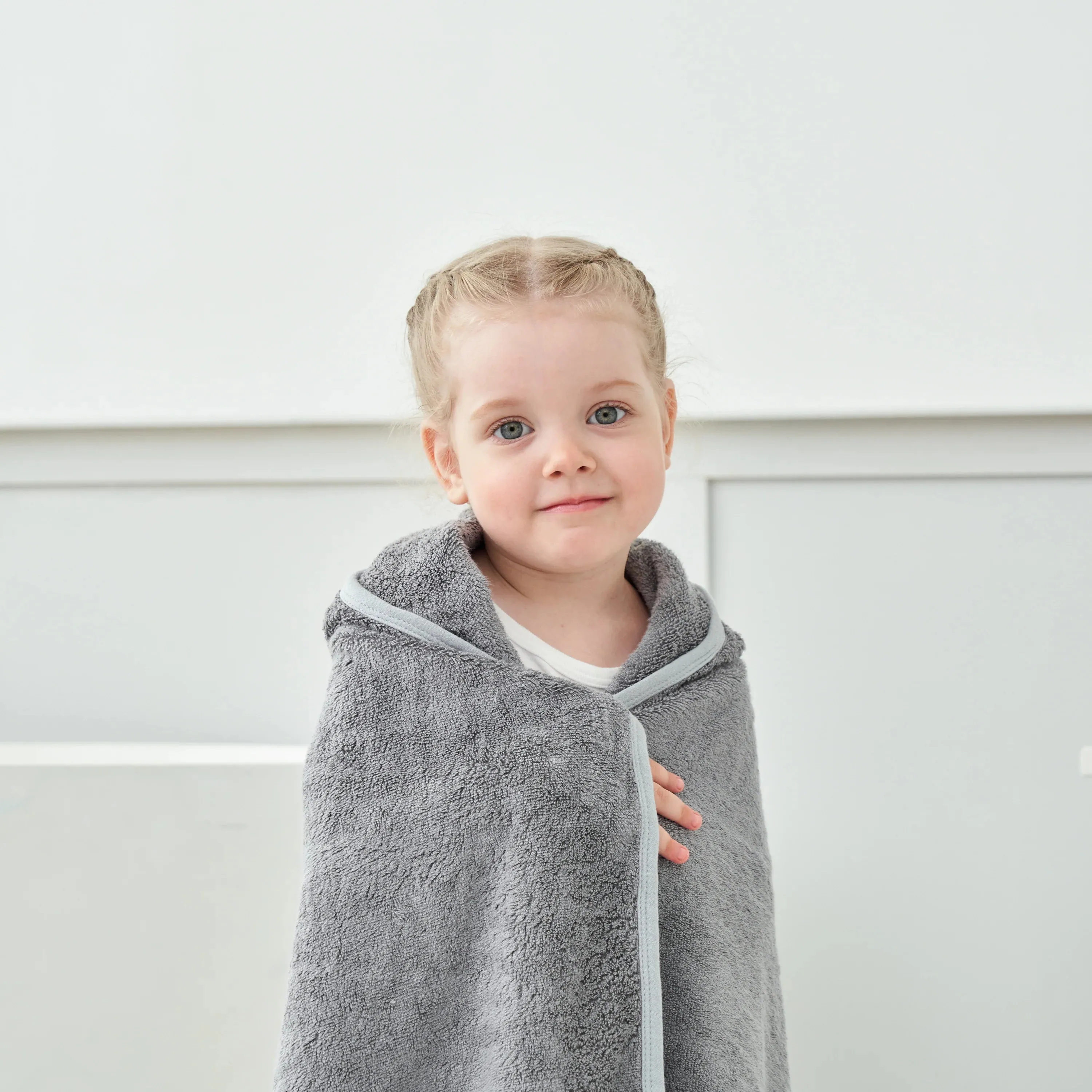 Munich Blue Hooded Towel - Cloud Grey