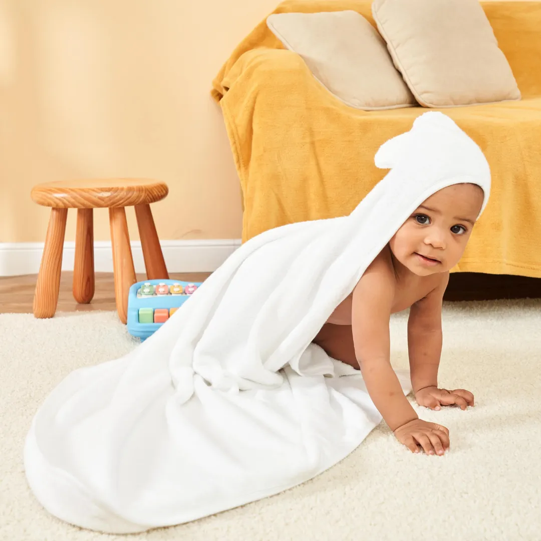 Munich Blue Hooded Towel - Glacier White