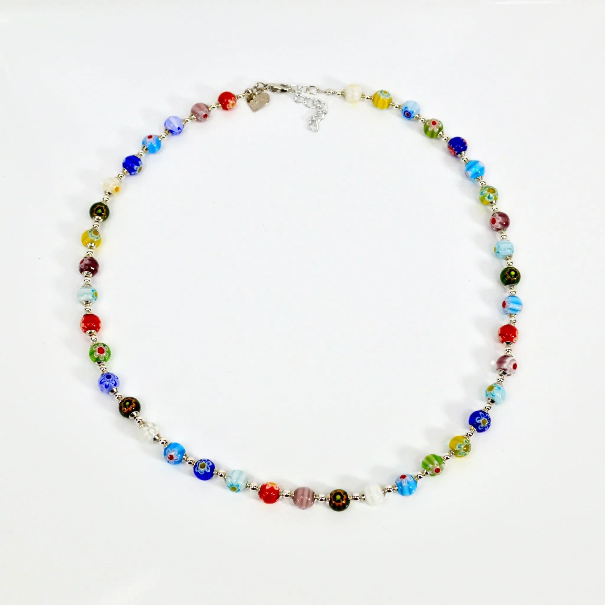 Murano Glass Millefiori Beaded Necklace, Choose your size, Made in Italy