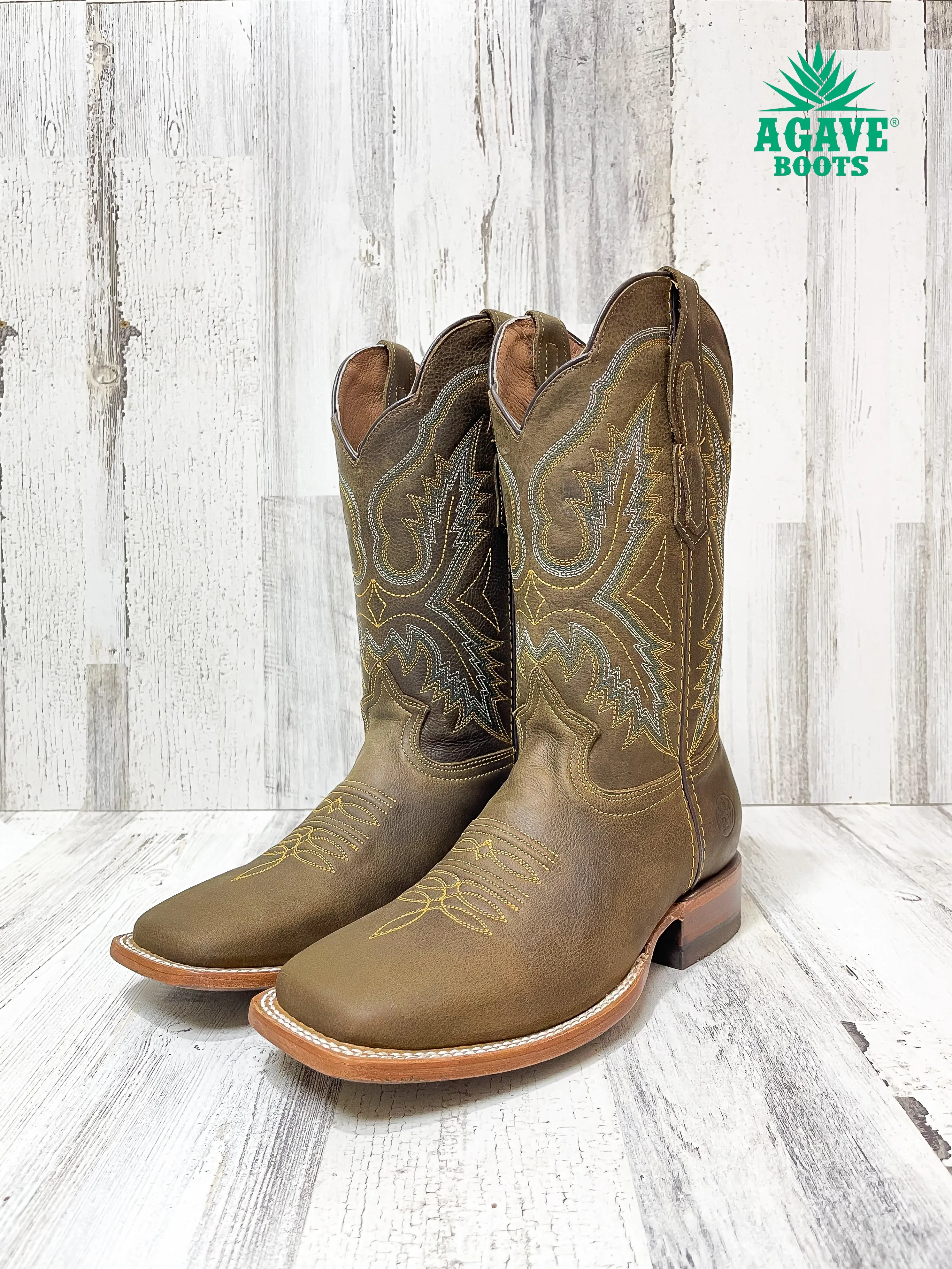 MUSGO GREEN | MEN SQUARE TOE WESTERN COWBOY BOOTS