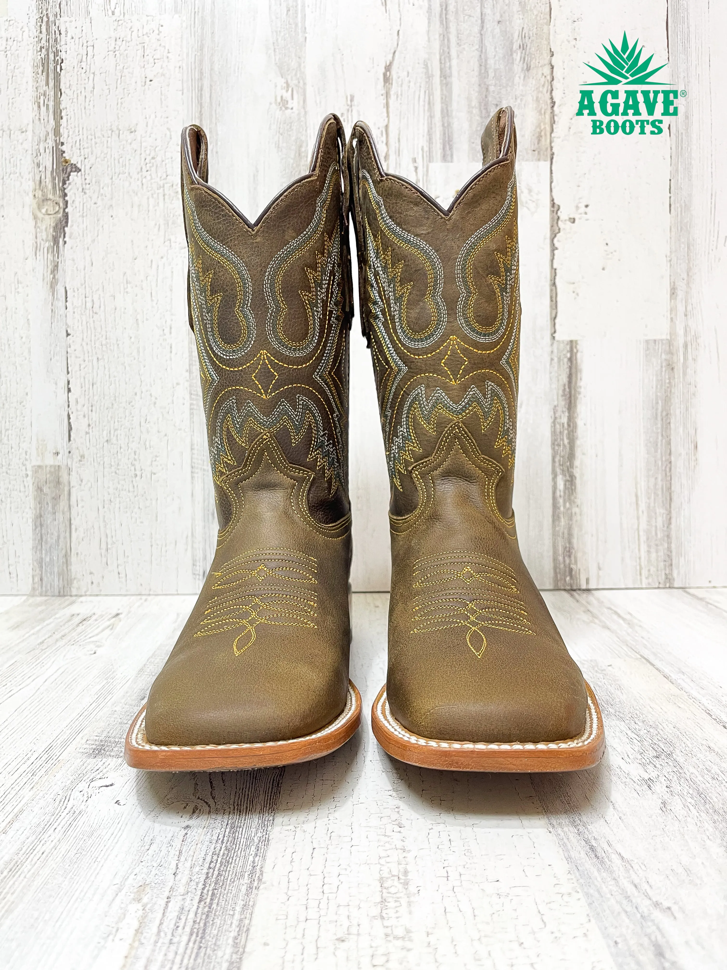 MUSGO GREEN | MEN SQUARE TOE WESTERN COWBOY BOOTS