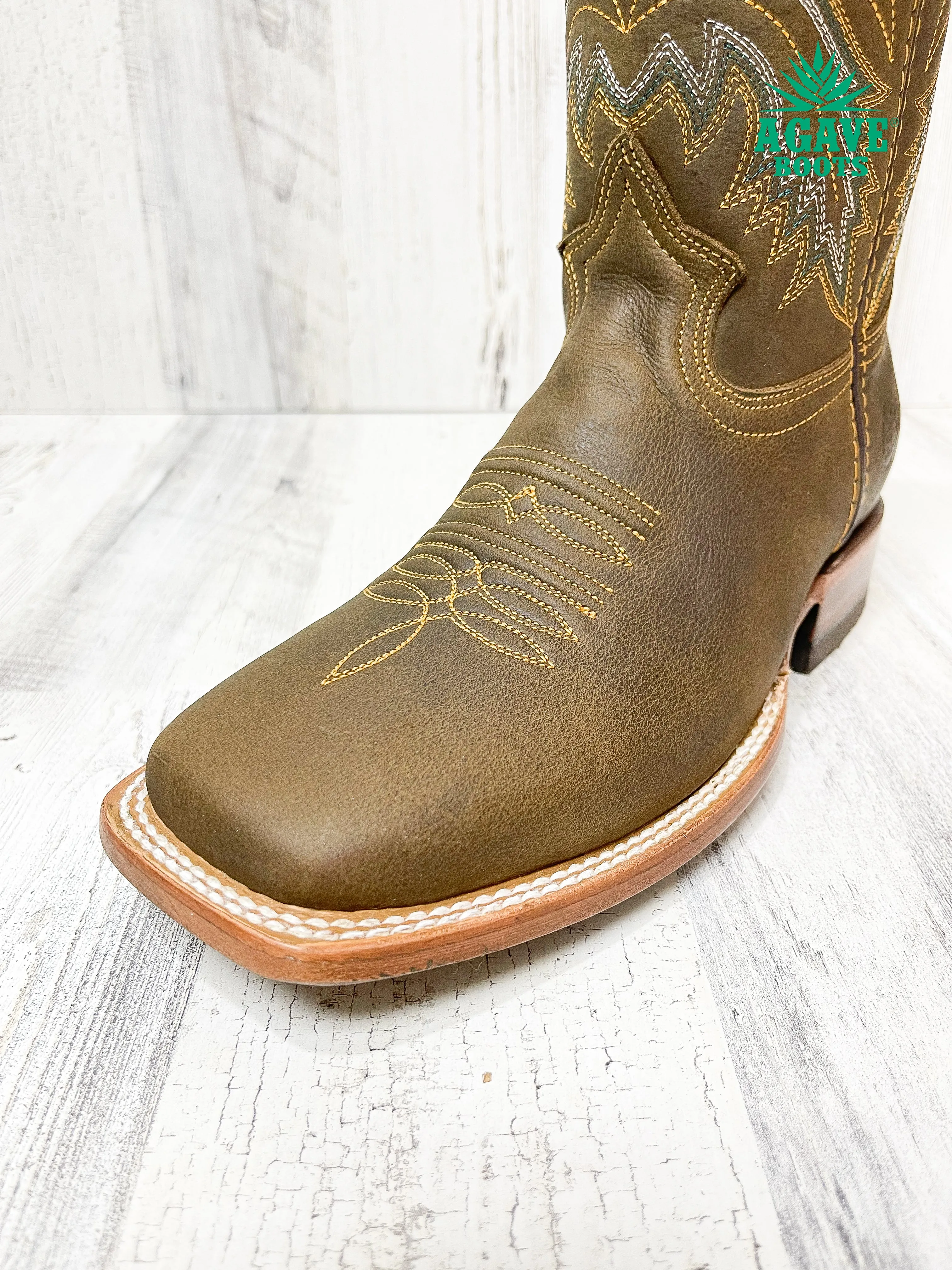 MUSGO GREEN | MEN SQUARE TOE WESTERN COWBOY BOOTS