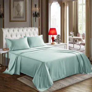 Mush 400TC Luxurious Satin Silk King Size Flat Sheet with 2 Pillow Covers - Silky Soft, Skin-Friendly, Breathable, Durable Premium Bedding | 108 X 108 Inches (Aqua Blue, King Flat)