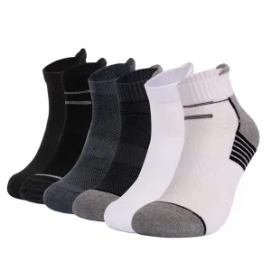 Mush Bamboo Performance Socks for Sports & Casual Wear-Ultra Soft, Anti Odor, Breathable Mesh Design Ankle Length (Dark Grey, Black, White,6) UK Size 7-11