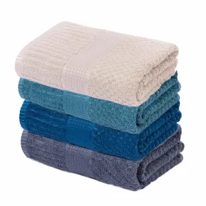 Mush Hearth & Haven Bamboo Towels for Bath Large Size | 450 GSM Bamboo Bath Towel for Men & Women | Soft, Highly Absorbent & Quick Dry | Pack of 4, 70 X 140 cms (Assorted 1)