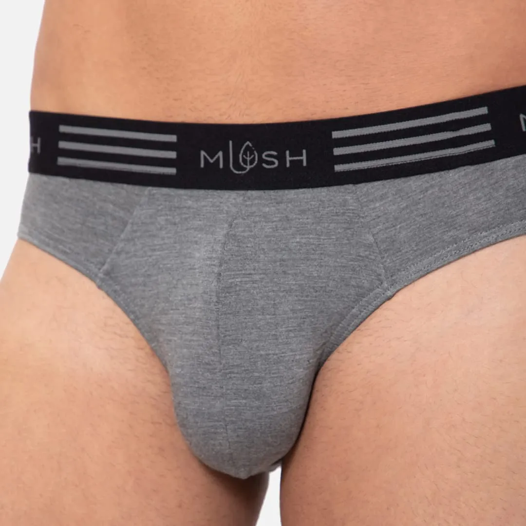 Mush Ultra Soft, Breathable, Feather Light Men's Bamboo Brief || Naturally Anti-Odor and Anti-Microbial Bamboo Innerwear Pack of 1 (M, Melange Grey)