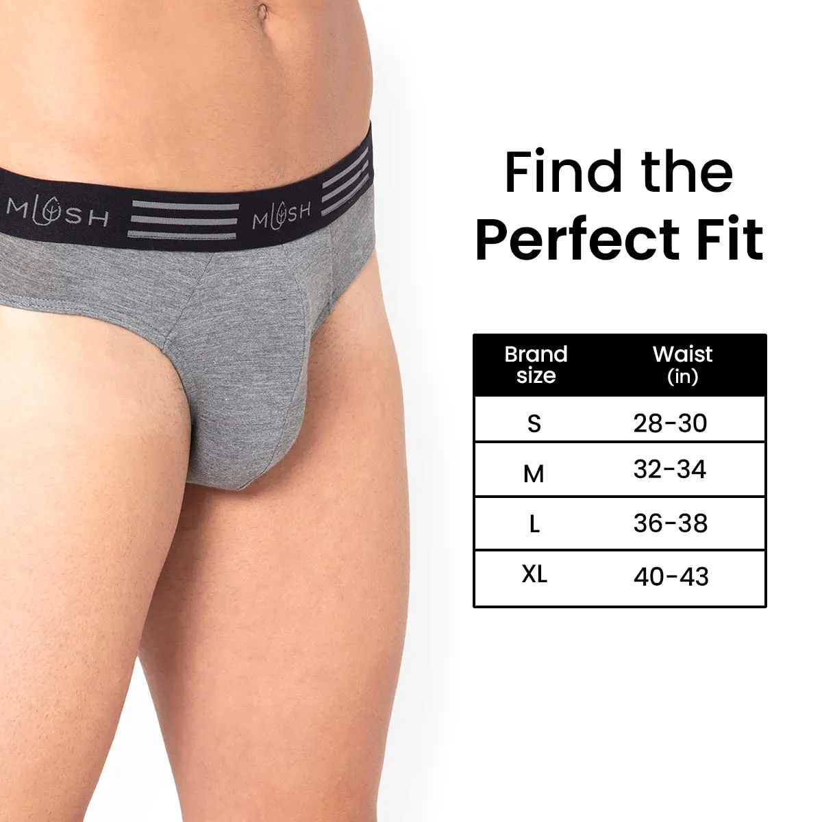 Mush Ultra Soft, Breathable, Feather Light Men's Bamboo Brief || Naturally Anti-Odor and Anti-Microbial Bamboo Innerwear Pack of 2 (S, Blue and Grey)