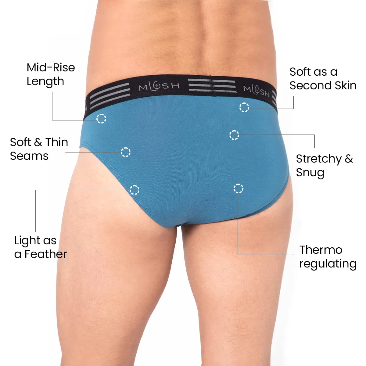 Mush Ultra Soft, Breathable, Feather Light Men's Bamboo Brief || Naturally Anti-Odor and Anti-Microbial Bamboo Innerwear Pack of 3 (M, Blue)